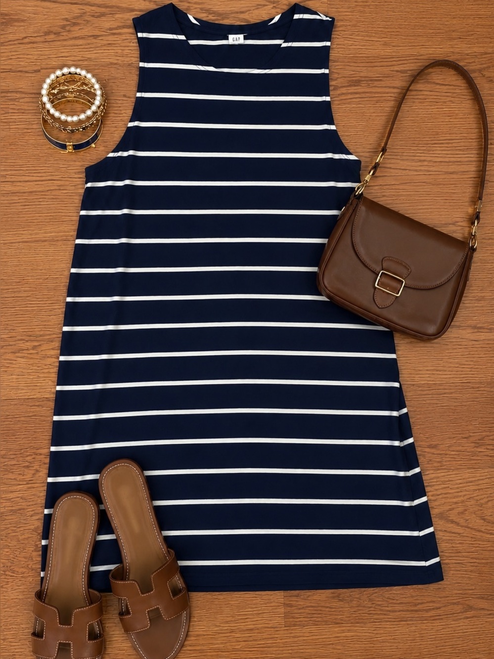 GAP XL Navy White Striped Shift Dress NWT 100% Cotton Sleeveless Knee Length